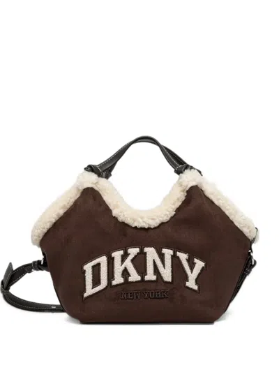 Dkny Small Paula Logo-patch Tote Bag In Brown
