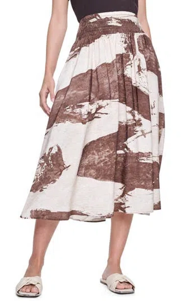 Dkny Smock Waist Pleated Skirt In Brown