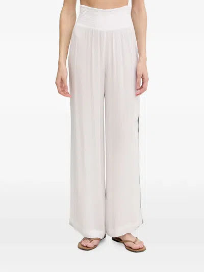 Dkny Smocked-waistband Pleated Trousers In White