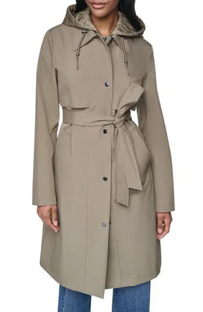 Dkny Softshell Quilted Bib Hooded Water Resistant Trench Coat In Gray