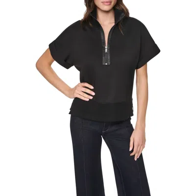 Dkny Soho Half Zip Ponte Pullover In Black