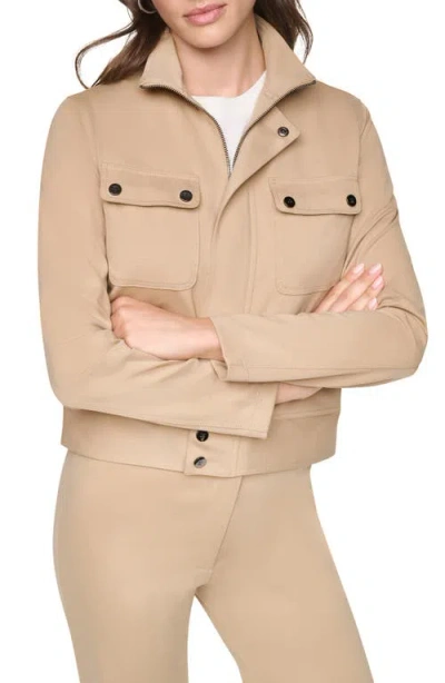 Dkny Soho Ponte Tech Jacket In Neutral