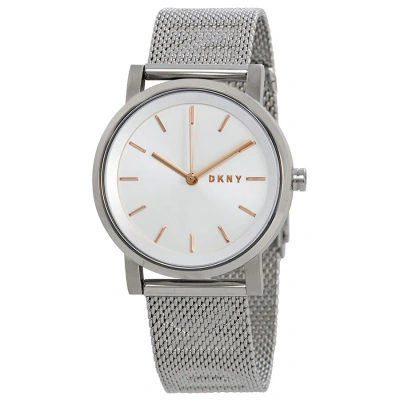 Dkny Soho Silver Dial Steel Mesh Ladies Watch Ny2620 In Gold Tone / Rose / Rose Gold Tone / Silver