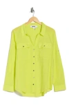 Dkny Solid Roll Sleeve Button-up Shirt In Green