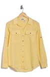 Dkny Solid Roll Sleeve Button-up Shirt In White