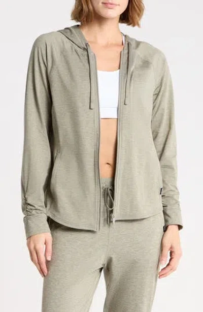 Dkny Space Dye Raglan Sleeve Full Zip Hoodie In Bay Leaf