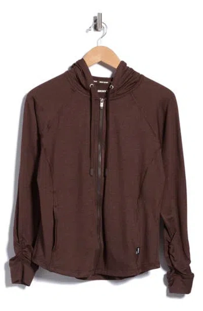 Dkny Space Dye Raglan Sleeve Full Zip Hoodie In Multi