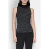Dkny Space Dye Stripe Mock Neck Sweater In Black/space Dye
