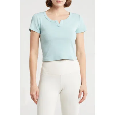 Dkny Split Neck Rib Knit T-shirt In Mineral