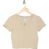 Dkny Split Neck Rib Knit T-shirt In Pebble
