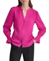 Dkny Split Neck Top In Pink
