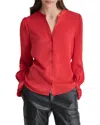 Dkny Twist Front Crinkle Satin Shirt In Red