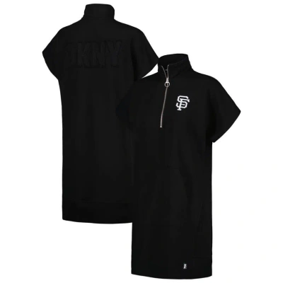 Dkny Sport Black San Francisco Giants Emily Quarter-zip Trainer Dress