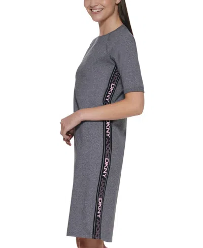 Dkny Sport Crewneck T-shirt Dress In Black Tulle In Gray