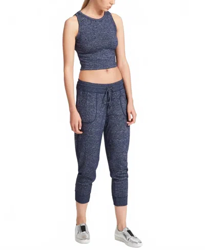 Dkny Sport Cropped Melange Tank Top In Med Blue