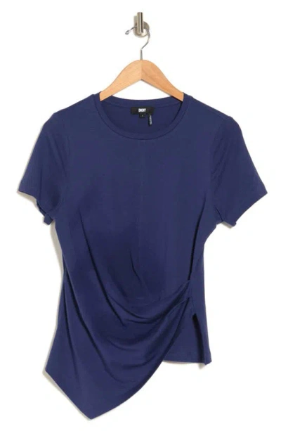 Dkny Sport Faux Wrap T-shirt In Inky Blue