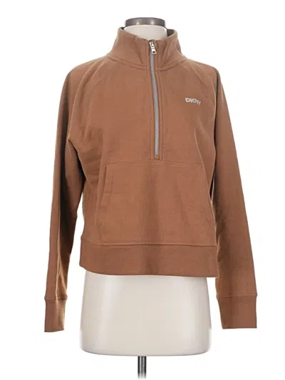 Pre-owned Dkny Sport Fleece Jacket In Brown