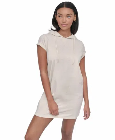 Dkny Sport Hooded Sneaker Dress In Beige In Neutral
