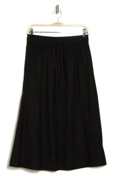 Dkny Sport Linen Blend Drawstring Maxi Skirt In Black