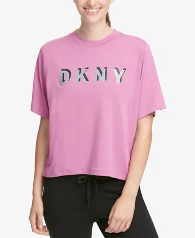 Dkny Sport Logo Cropped T-shirt In Light Peony In Multi