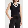 Dkny Sport Mesh V-neck Sweater Vest In Black/ivory