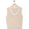 Dkny Sport Mesh V-neck Sweater Vest In Light City Khaki/ivory