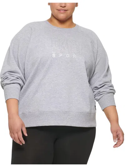Dkny Sport Plus Womens Rhinestone Logo Crewneck Sweatshirt In Multi