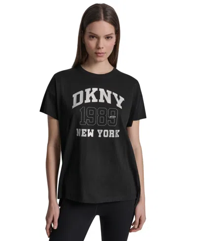 Dkny Sport Short-sleeve Dkny New York 1989 Logo T-shirt In Black