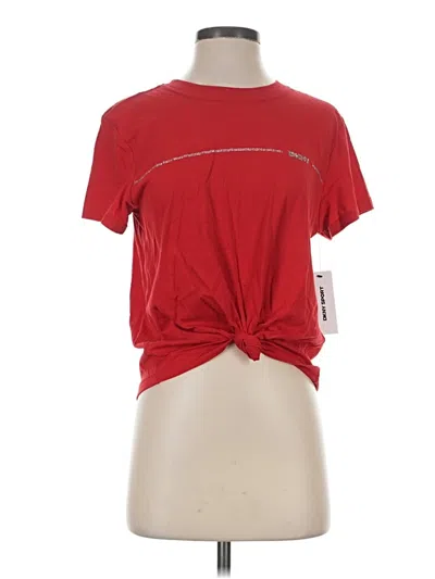Pre-owned Dkny Sport Short Sleeve Top Red Solid Pattern Crew Neck Tops