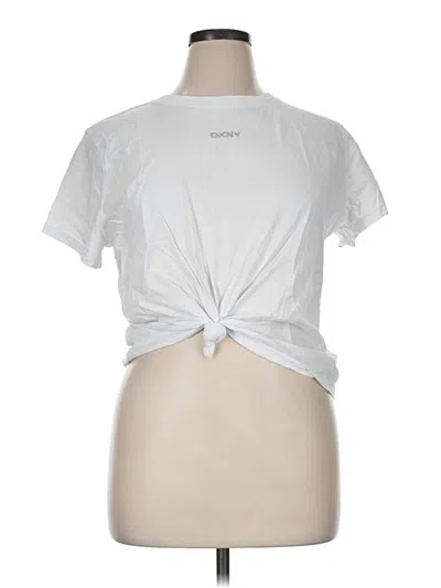 Pre-owned Dkny Sport Short Sleeve Top White Keyhole Neckline Tops