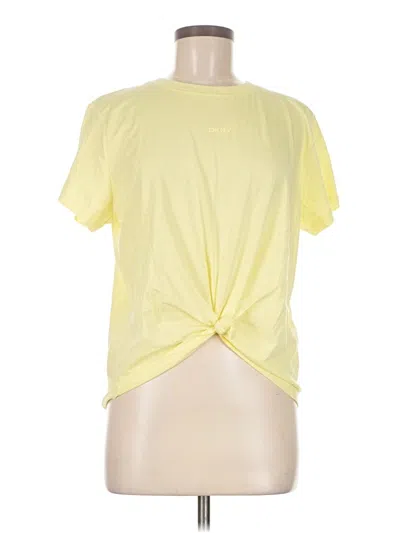 Pre-owned Dkny Sport Short Sleeve Top Yellow Keyhole Neckline Tops