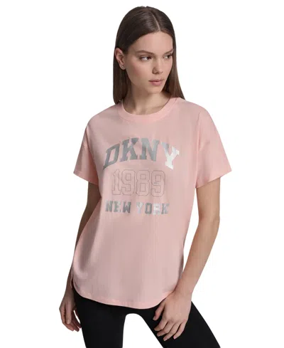Dkny Sport Short-sleeve Dkny New York 1989 Logo T-shirt In Pink