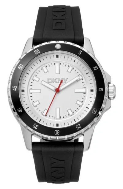 Dkny Sport Silicone Strap Watch, 43mm In Green