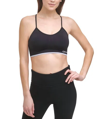 Dkny Sport Strappy Seamless Sports Bralette In Black
