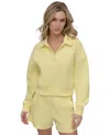 Dkny Sport Varsity Embroidered Logo Johnny Collar Top In Citrus