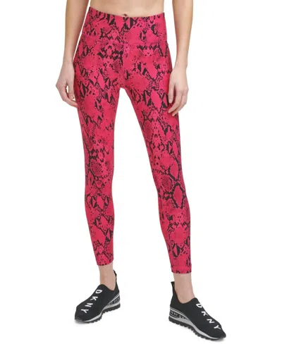 Dkny Sport Vivid Animal Print High Waist Leggings In Beetroot In Multi