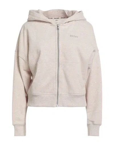 Dkny Sport Woman Sweatshirt Beige Size L Cotton, Polyester