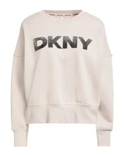 Dkny Sport Woman Sweatshirt Beige Size M Cotton, Polyester