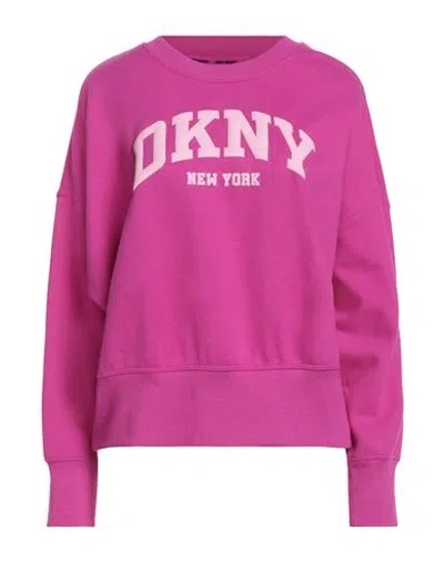 Dkny Sport Woman Sweatshirt Fuchsia Size M Cotton, Polyester