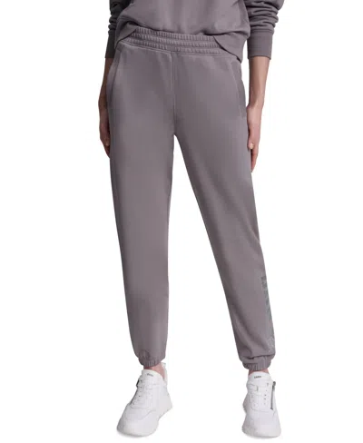 Dkny Sport Women's 1989 Rhinestone Logo High-rise Relaxed Joggers In Gray