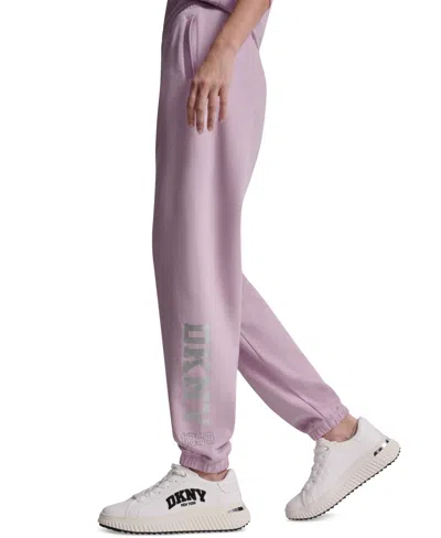 Dkny Sport Women's 1989 Rhinestone Logo High-rise Relaxed Joggers In Purple