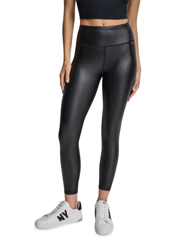 Dkny Sport Women's Athleather High-waist 7/8-length Faux Leather Leggings In Multi