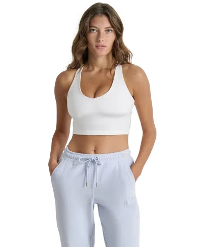 Dkny Sport Women's Balance Compression Cropped Tank Top In White