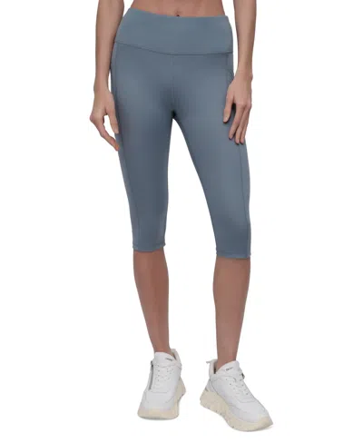 Dkny Sport Women's Balance Compression High-waist Capri Pants In Blue Fog