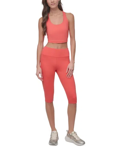 Dkny Sport Women's Balance Compression High-waist Capri Pants In Coral Crush