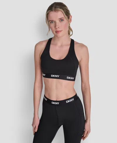 Dkny Sport Women's Balance Compression Logo Sports Bra In Black