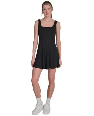 Dkny Sport Women's Balance Compression Skater Dress In Black