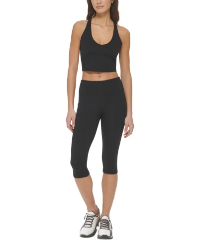 Dkny Sport Women's Balance Compression High-waist Capri Pants In Black
