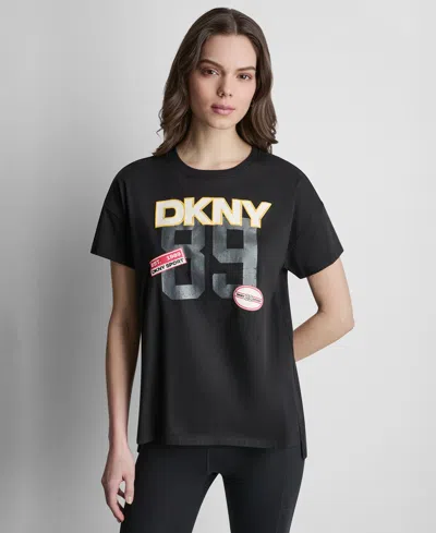 Dkny Sport Women's Campus Patch Crewneck T-shirt In Black