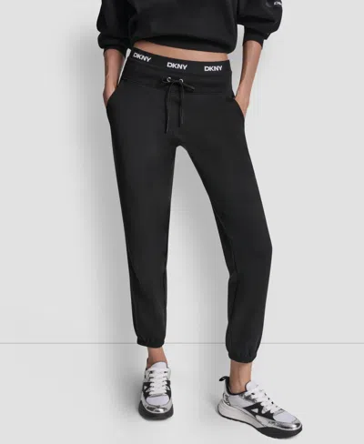 Dkny Sport Women's Classic Logo Elastic High-rise Sweatpants In Black